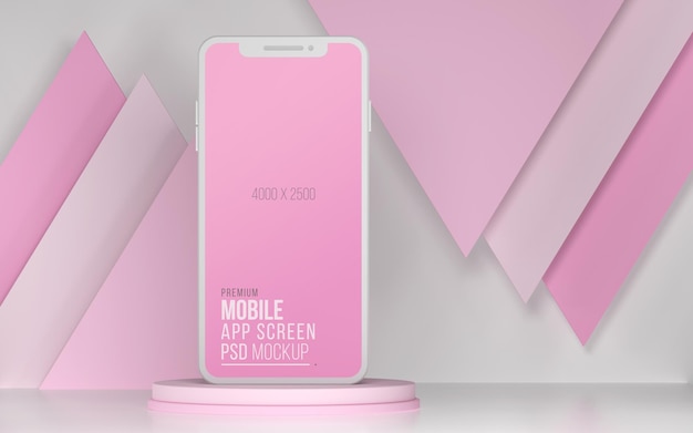 Mockup 3D dello schermo dell'app per smartphone