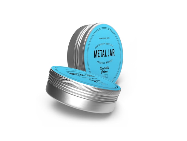 Mockup 3D di barattolo di latta in metallo