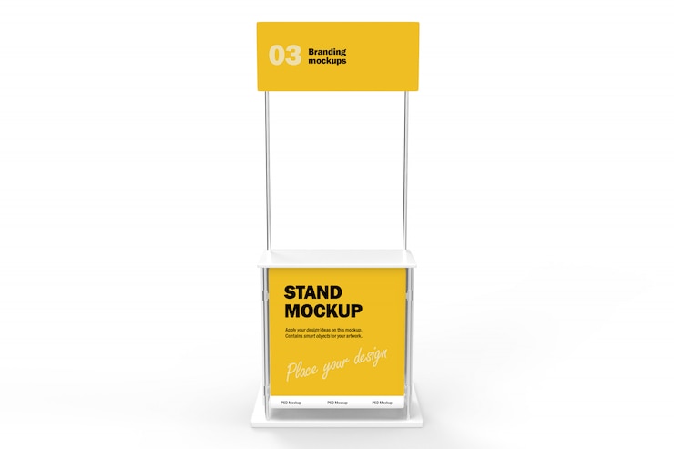 PSD mockup 3d di supporto in metallo