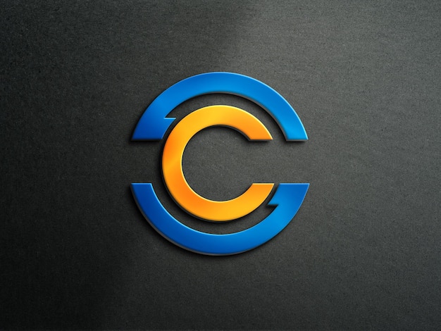 Mockup 3D del logotipo Fondo de la pared oscura