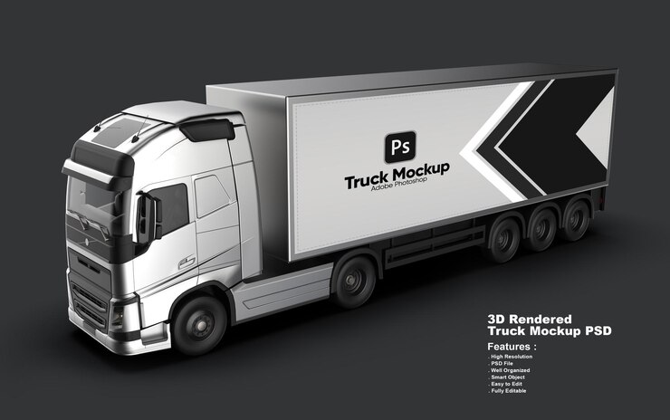 Mockup 3D per camion di consegna moderno
