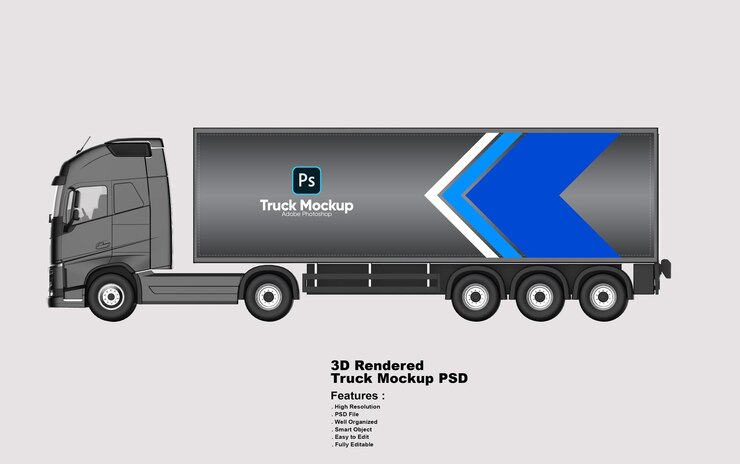 Mockup 3D per camion di consegna moderno