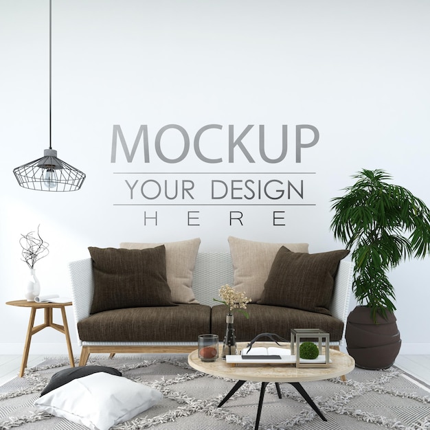 Mockup 3D Psd de muebles interiores de pared vacía