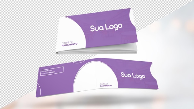MOCKUP 3D RENDER CARN DE PAGAMENTO BOLETO PSD totalmente editable para el uso de los usuarios