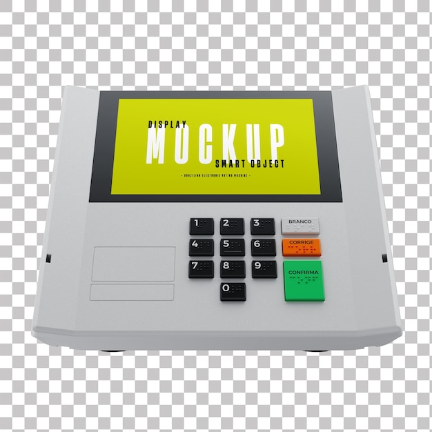 Mockup 3D-Rendering der neuen brasilianischen elektronischen Wahlmaschine mit durchsichtigem Hintergrund