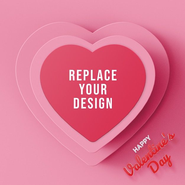 Mockup 3d-rendering-design zum valentinstag