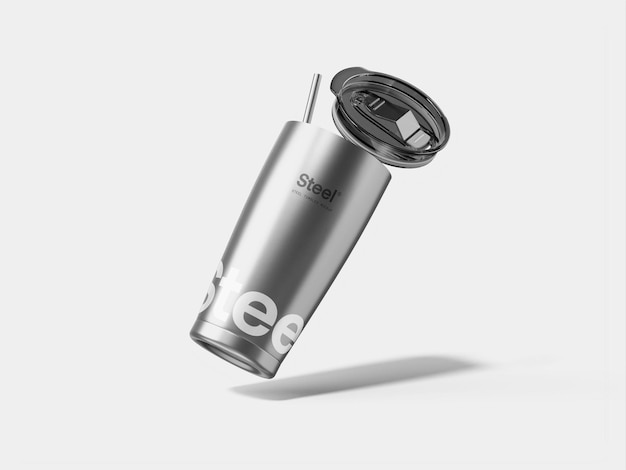 Mockup 3D de la taza de acero inoxidable