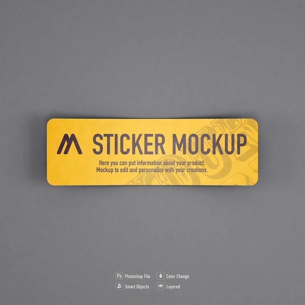Mockup adesivo rettangolare isolato