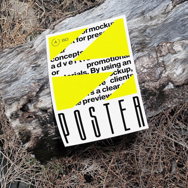 Mockup d'affiche PSD avec des accents jaunes pour la publicité et la promotion