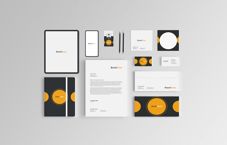 PSD mockup alat tulis branding