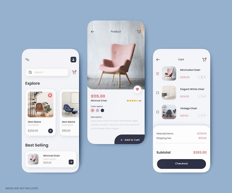PSD mockup antarmuka aplikasi di layar ponsel