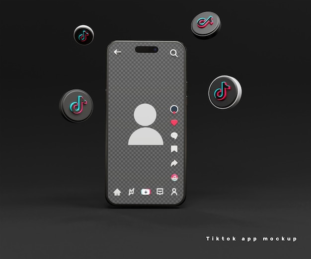 Mockup antarmuka aplikasi TikTok atau desain banner pemasaran tiktok
