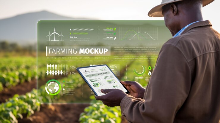 PSD mockup de una aplicación de agricultura inalámbrica