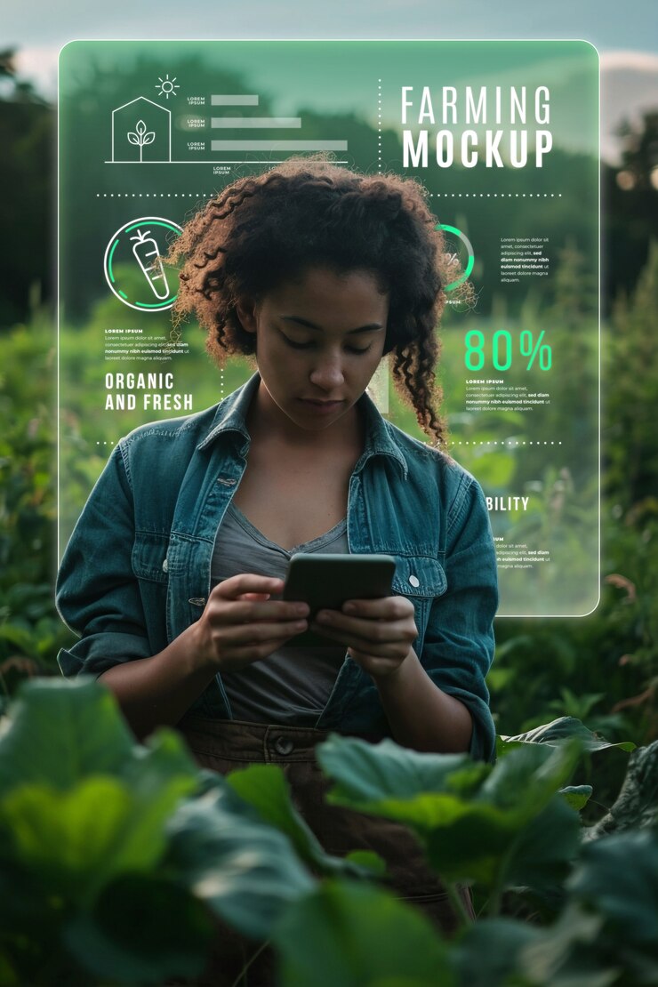 PSD mockup de una aplicación de agricultura inalámbrica