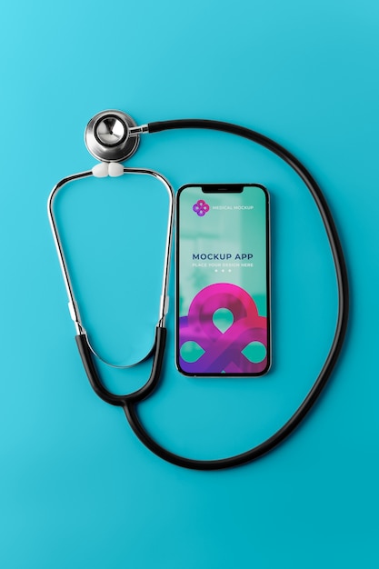 PSD mockup de la aplicación de salud en la pantalla del teléfono