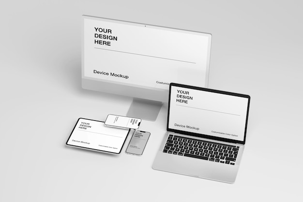 Mockup d'appareil avec un fond minimal et une scène réaliste Arrière-plan et couleur d'objet modifiables.