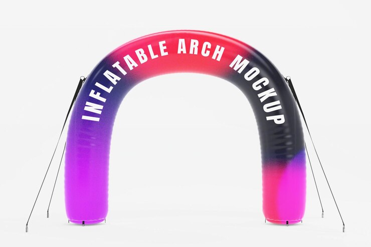 Mockup de arco inflable renderizado en 3D para eventos y promociones