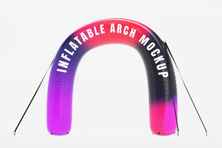Mockup de arco inflable renderizado en 3D para eventos y promociones