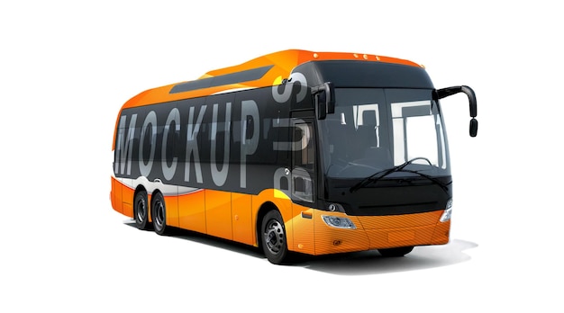 Mockup de autobús naranja para publicidad y marca