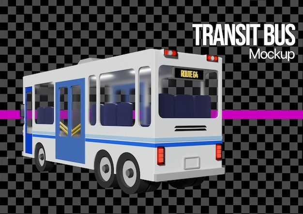 Mockup de autobús de transporte público en 3D estilo dibujos animados