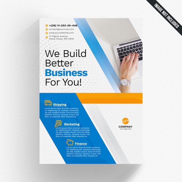 Mockup azul de folleto de negocios