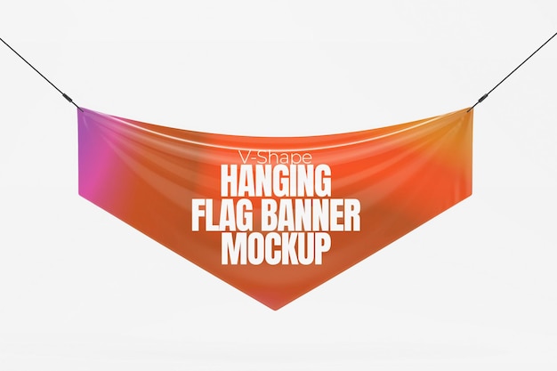 Mockup de bandera colgante de VShape renderizado en 3D