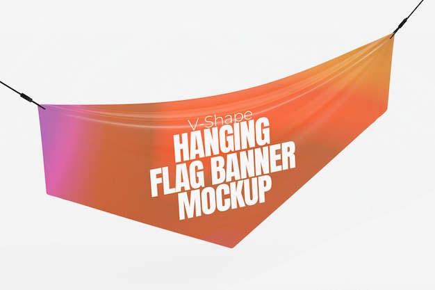 Mockup de bandera colgante de VShape renderizado en 3D