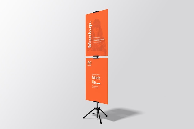 Mockup de bandera de doble tablero en pie