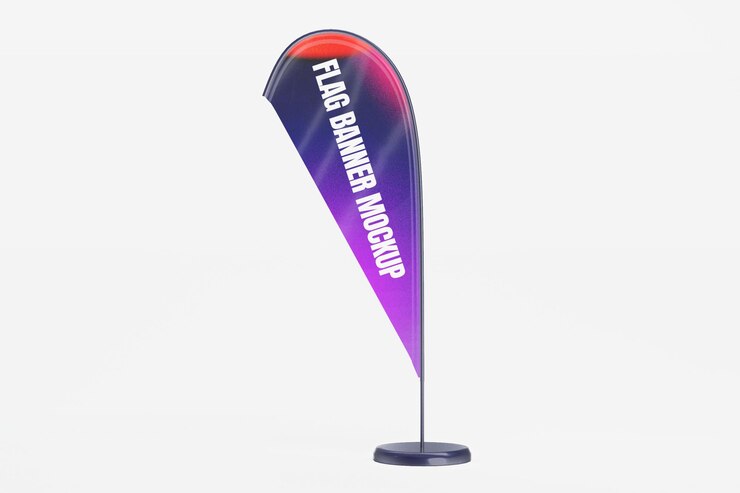 Mockup de bandera de lágrima renderizada en 3D para publicidad al aire libre