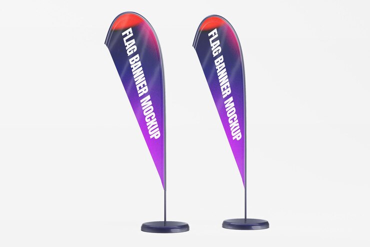 Mockup de bandera de lágrima renderizada en 3D para publicidad y promoción