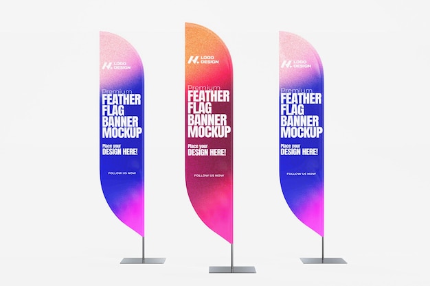 Mockup de bandera de pluma renderizada en 3D para publicidad y promoción