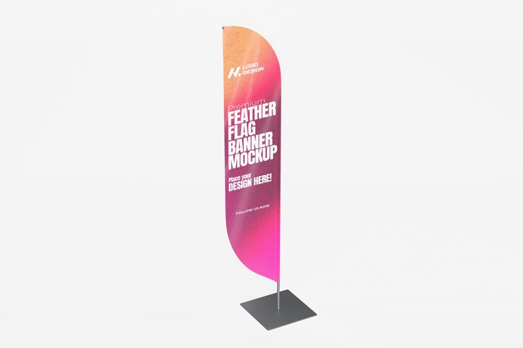 Mockup de bandera de pluma renderizada en 3D para publicidad y promoción