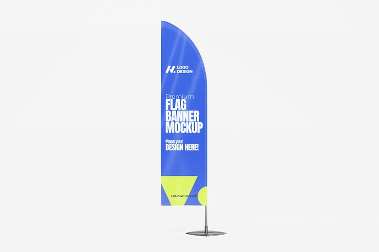 Mockup de bandera premium renderizado en 3D para publicidad y promoción