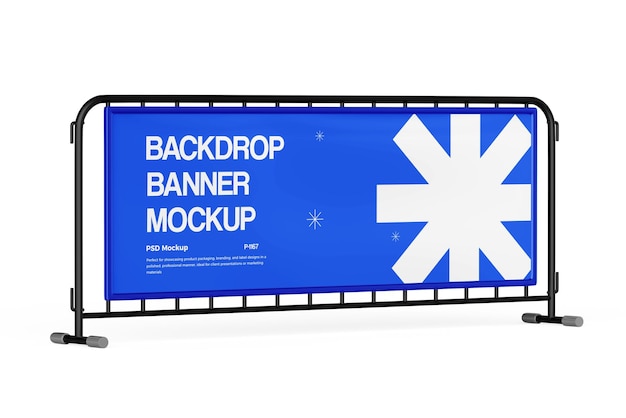 Mockup de banner de barrera para presentación y promoción de la marca