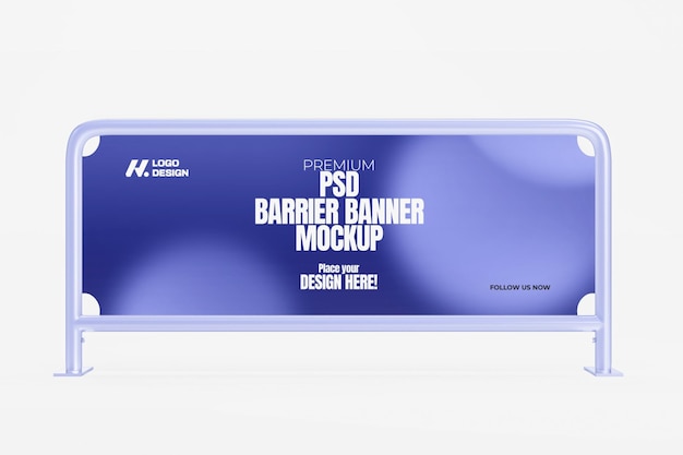 Mockup de banner de barrera renderizado en 3D para publicidad al aire libre
