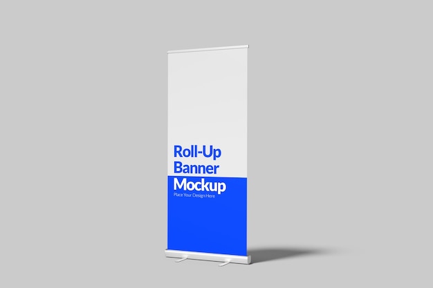 Mockup de banner enrollable para publicidad y presentación