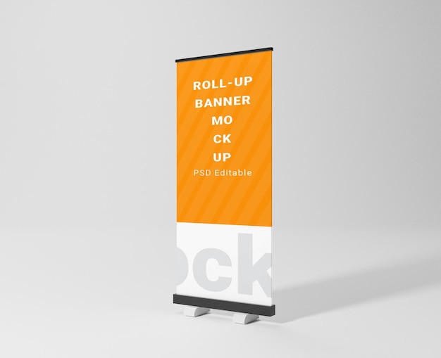 Mockup de banner enrollable para publicidad y presentación