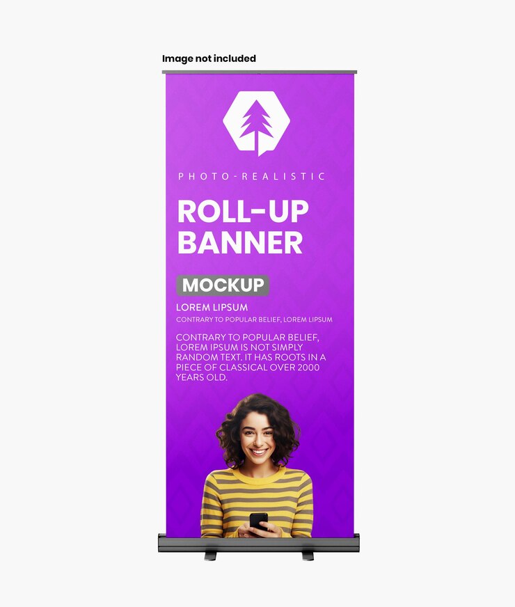 PSD mockup de banner enrollable