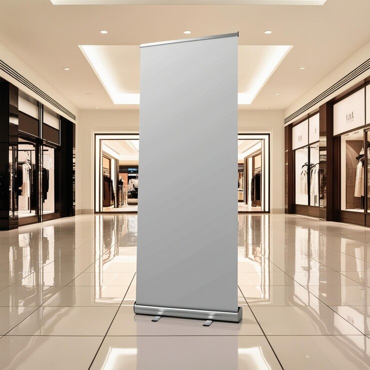 Mockup de banner enrollable