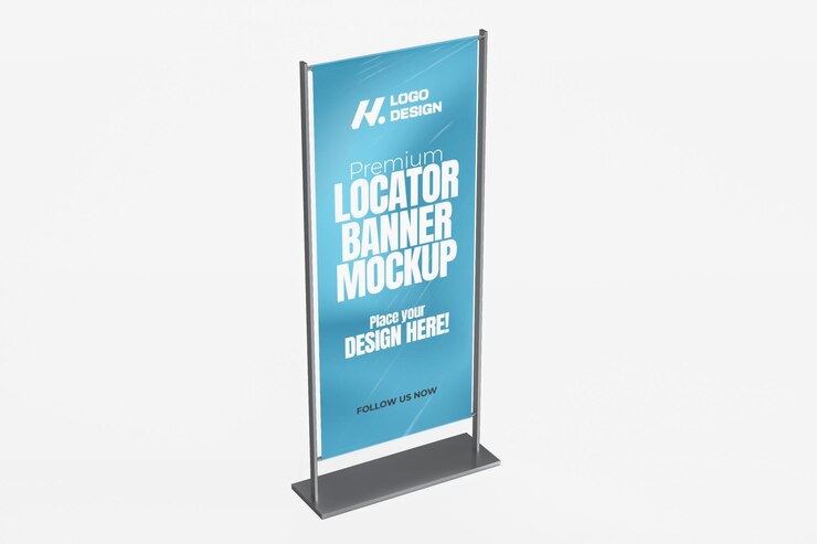 Mockup de banner de localizador premium renderizado en 3D
