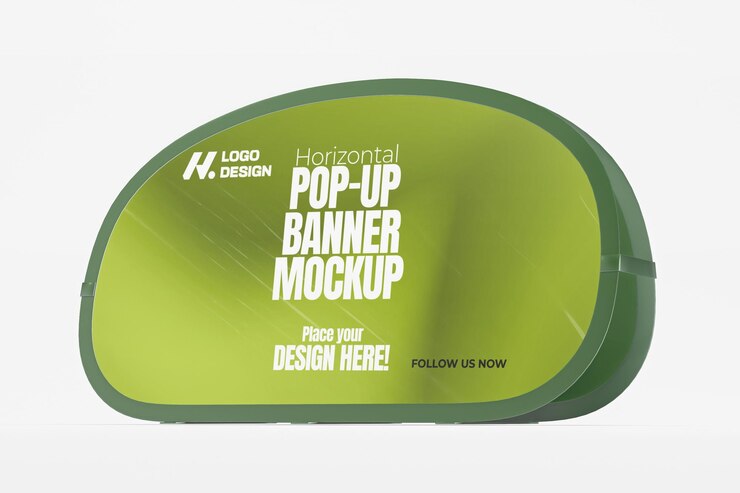 Mockup de banner popup horizontal renderizado en 3D para publicidad y marca