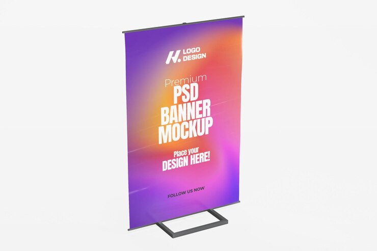 Mockup de banner PSD Premium renderizado en 3D