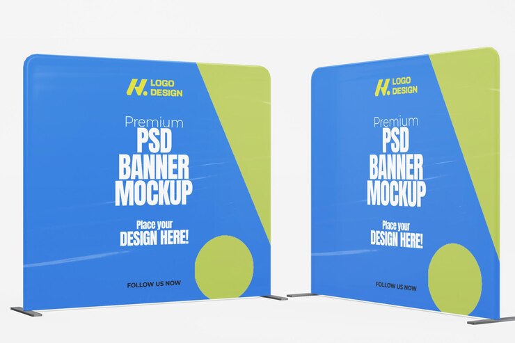 Mockup de banner PSD Premium renderizado en 3D