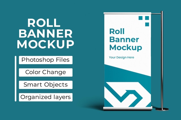 PSD mockup de banner de rollo de psd