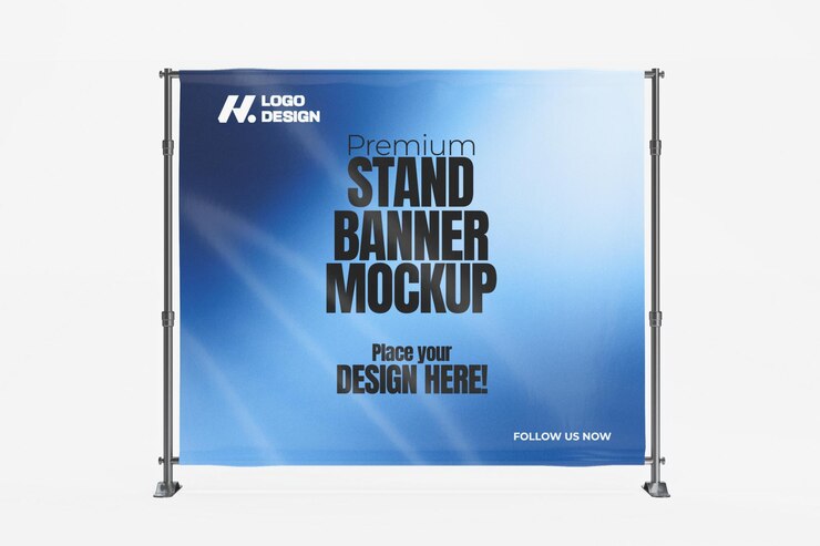 Mockup de banner de soporte renderizado en 3D para publicidad y presentaciones