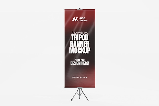Mockup de banner de trípode renderizado en 3D para publicidad y presentación