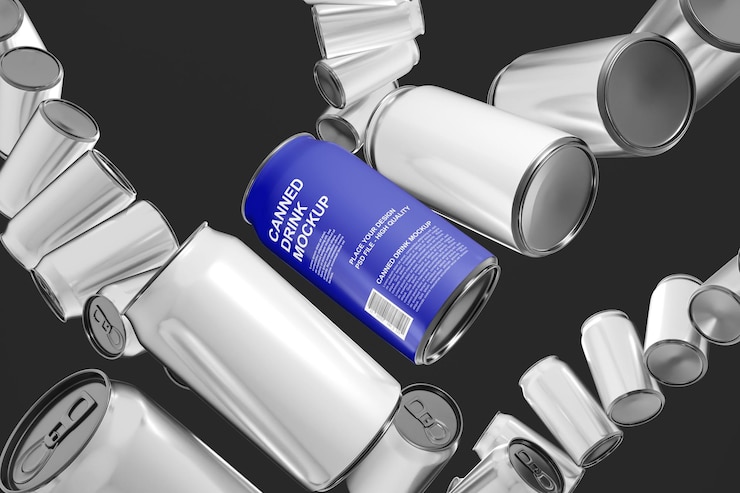 PSD mockup de bebidas enlatadas con latas de aluminio
