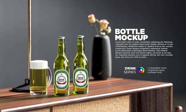 Mockup Bierflaschen in 3D-Rendering