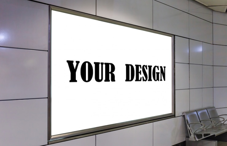 PSD mockup-bild von leeren plakaten auf weißer leinwand und in der u-bahn-station zur werbung geführt