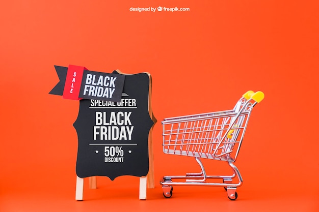 Mockup para black friday con carro de compras